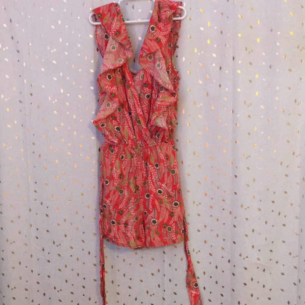Red romper V-neck